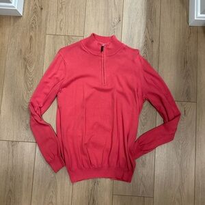 Men’s Bugatchi Quarter-zip. Size Medium. Red/Salmon Color.